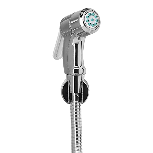 Hindware F160013CP ABS Health Faucet with PVC Flexible Tube and Wall Hook, Jet Spray for Toilet