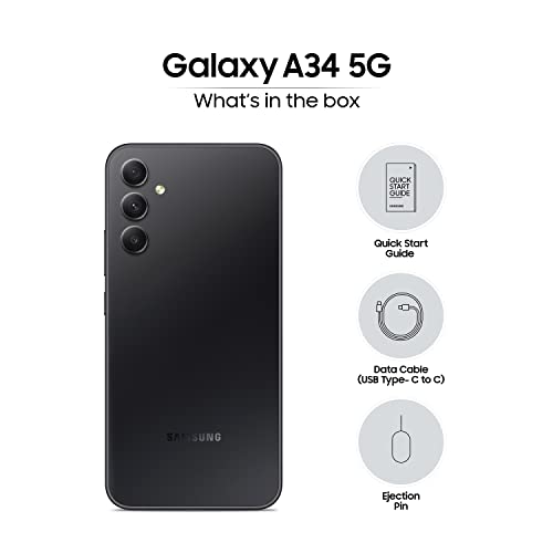 Samsung Galaxy A34 5G (Awesome Graphite, 8GB, 128GB Storage) | 48 MP No Shake Cam (OIS) | IP67 | Gorilla Glass 5 | Voice Focus | Without Charger