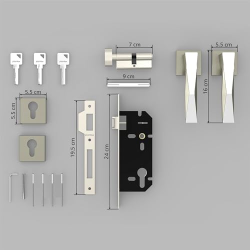 Plantex Heavy Duty Door Lock - Main Door Lock Set with 3 Keys/Mortise Door Lock for Home/Office/Hotel (7085 - Chrome & Satin White)