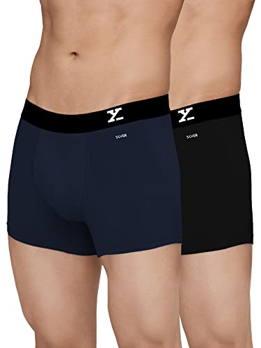 XYXX Men's Cotton Trunks (Pack of 2) (XYTRNK2PCKN404M_Black + Black Iris_M)