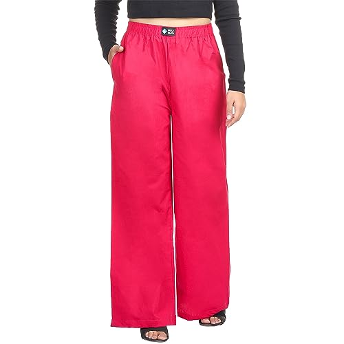 BLUE BLISS Womens Cotton Palazo Pant Plain Pack of 2 (S, Green and Pink)