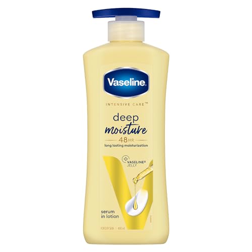 Vaseline Intensive Care Deep Moisture Nourishing Body Lotion 400 ml, Daily Moisturizer for Dry Skin, Gives Non-Greasy, Glowing Skin - For Men & Women