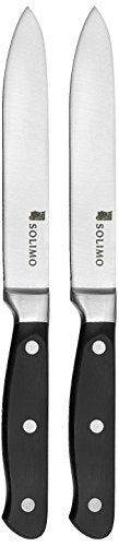 Amazon Brand - Solimo Premium High-Carbon Stainless Steel Utility Knife Set, 2-Pieces, Silver