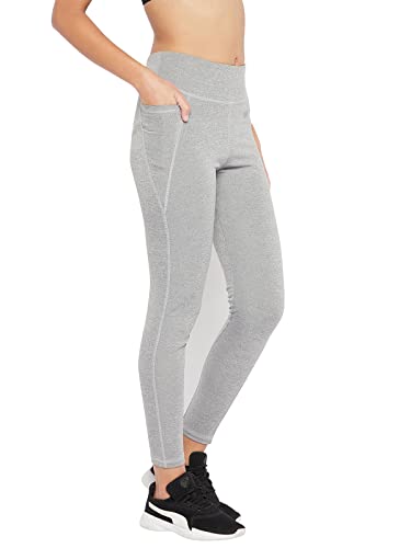 Clovia Women's Snug Fit High-Rise Active Tights(AB0100A01_Grey_XL)