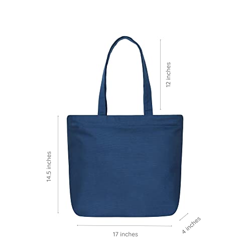 Eco Right Large Tote Bags for Women with Zip & Pocket, Cotton Handbags, Tote Bag Canvas for College, Office & Shopping