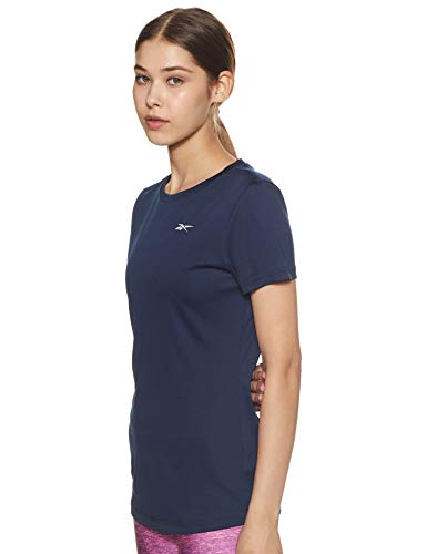 Reebok Women's Striped Slim fit Sports T-Shirt (FQ4935_Collegiate Navy X-Small)