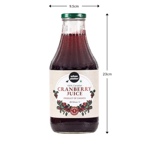 Urban Platter Canadian Cranberry Juice, 1 Litre (Unsweetened, No Added Sugar, 100% Natural Cranberry Juice, Good for UTI Health, Perfect for Cocktails and Mocktails)