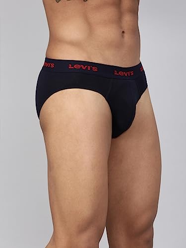 Levi's Men's Cotton Style #009 Neo Regular Fit Solid Brief (Pack of 2) (#009-BRIEF-BLK/NAVY-P2_Black,Navy_M)