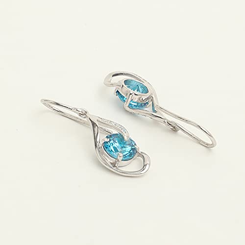 CLARA 925 Sterling Silver Sky Blue Eye Dangler Earrings | Rhodium Plated, Swiss Zirconia | Gift for Women & Girls