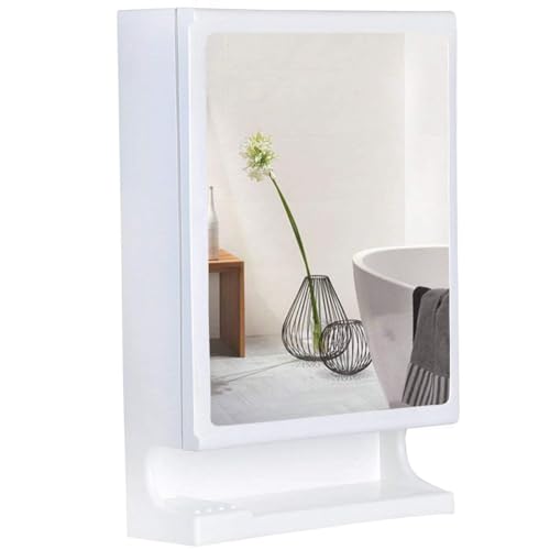 BRANCO New Look Multipupose Cabinet | Bathroom Plastic Corner Cabinet with Mirror|Bathroom Mirrors |1 Door |Storage (Made in India) - Ivory - BRC-727 (Plastic)