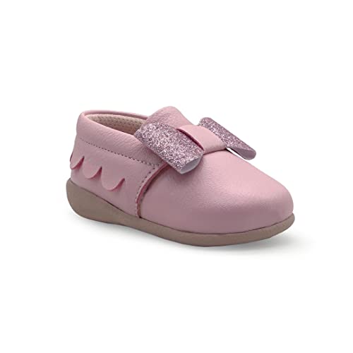 KazarMax Baby Boy's and Baby Girl's Bow Booties (White Light Pink, 42-48 Months)