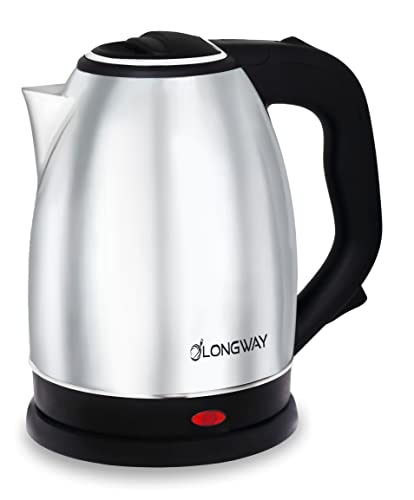 Longway Kestro 1500W Electric Kettle with Stainless Steel Body, 2 litre - Auto Power Cut used for boiling Water, making tea and coffee, instant noodles, soup etc. (Black & Silver)