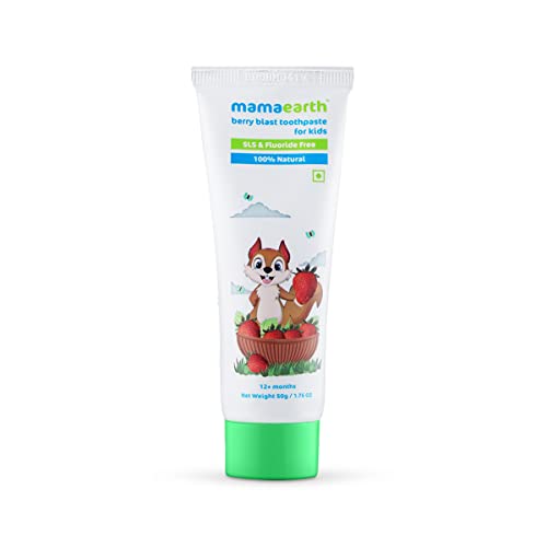 Mamaearth 100% Natural Berry Blast Kids Toothpaste, Oral Care, 50 Gm, Fluoride Free, Sls Free, No Artificial Flavours, Best For Baby