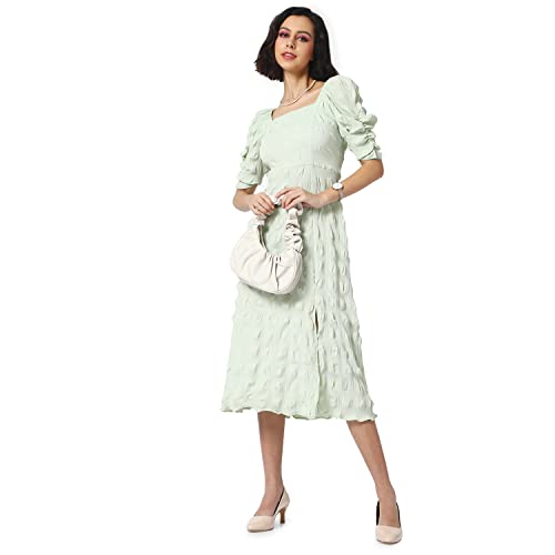 Campus Sutra Women's Midi Dress (SUSU22_CSWSSDR5107_M_Mint_M)