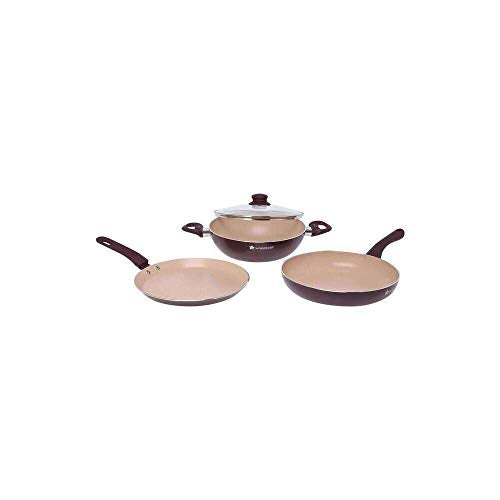 Wonderchef HomeStop Round Milano Non Stick Cookware (Brown, Free Size) -Set of 3