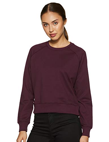 Amazon Brand - Symbol Women's Cotton Blend Crew Neck Sweatshirt (AW18WNSSW03_Potent Purple_Large_Purple_L)