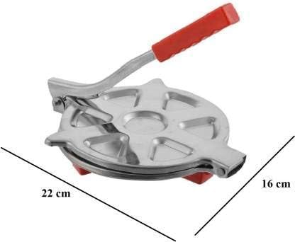 BLLUEX Puri Maker Press Machine with Handle, Manual Stainless Steel Roti Press, Papad/Khakhra/Chapati Maker with pre Fitted Handle, Large Size