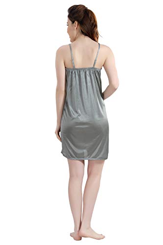 AV2 Women's Satin Plain Maxi Nighty (1399GREYF_grey_Free Size)