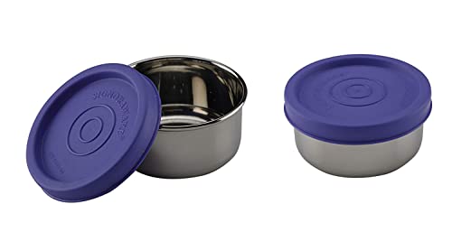 Signoraware Nano Round Steel Small, Set of 2, 50ml+50ml, Violet (Stainless Steel)