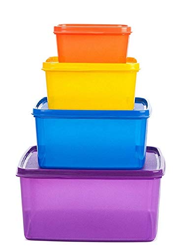 SignoraWare Fresh Tab Plastic Storage Jars Containers Set for Kitchen | Freezer Microwave Safe Leak Proof Food Grade Material (Set of 4 – 2500ml | 1200ml | 500ml | 160ml | Multicolour | BPA Free)