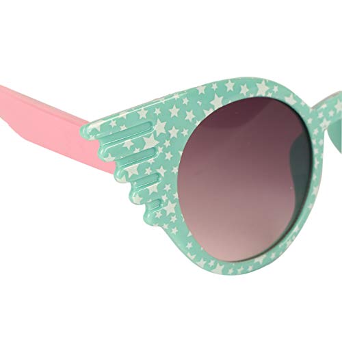 Amour Mint Green & White Full-Framed Unisex Cat-Eye Sunglasses with Purple Gradient Lens (4+ Years)