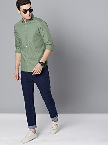 Dennis Lingo Men's Solid Dusty Green Casual Shirt (C301_Dusty Green_M)