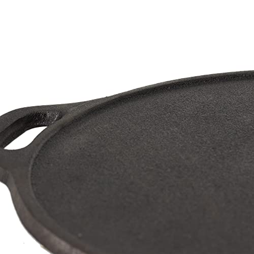 Rock Tawa Dosa Tawa 12 Inch Pre-Seasoned Cast Iron with Free Wooden Spatula