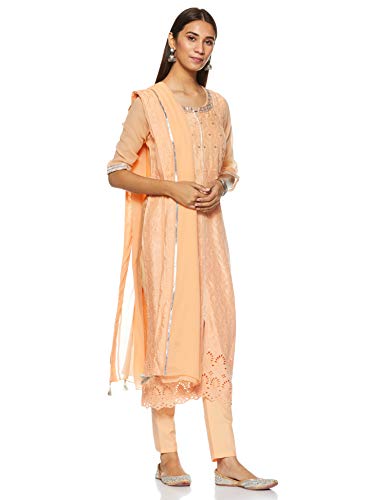 Aurelia Women's Art Silk Salwar Suit Set (19FED10115-600604_T-Orange_L)