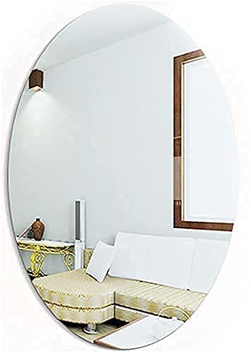 KRISENICS Oval shape adhesive mirror sticker for wall on tiles bathroom bedroom living room Basin Mirror Bathroom Wall Mirror Stickers unbreakable plastic wall mirror 20 * 30