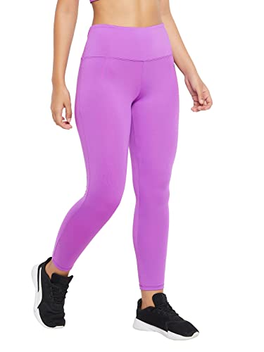 Clovia Women's Snug Fit Active High-Rise Ankle-Length Tights (AB0042P15_Purple_S)