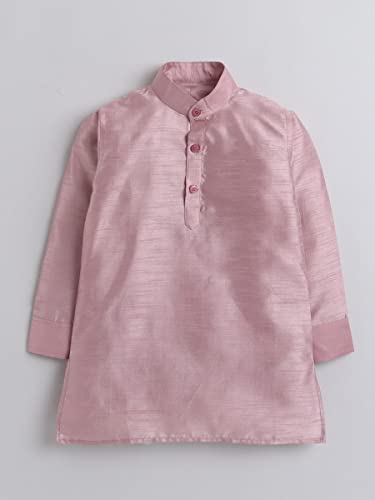 AHHAAAA Kids Ethnic Cotton Silk Blend Nehru Modi Jacket Kurta & Pyjama Set for Boys (Pink, 6-7 Yrs) 8104