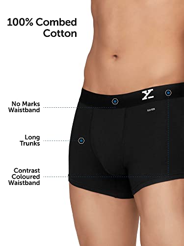 XYXX Men's Cotton Trunks (Pack of 2) (XYTRNK2PCKN404M_Black + Black Iris_M)