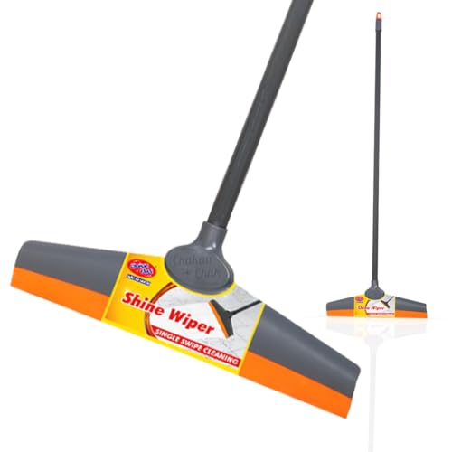 Chakaachak Shine Floor Wiper - Plastic & TPE Blades, with Rod, Grey & Orange, 1 pc