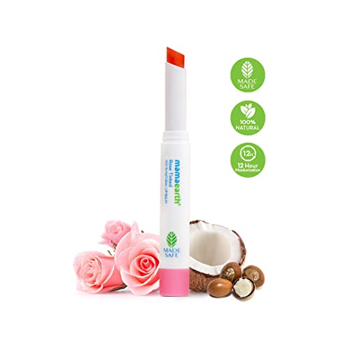 Mamaearth 100% Natural Lip Balm for Women & Men 2g (Rose) - Natural Tint, 12-Hour Moisturization - Heals Dry & Chapped Lips