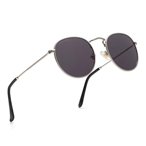 ROYAL SON UV Protected Round Sunglasses For Men And Women (RS0013RD|50|Black Lens)