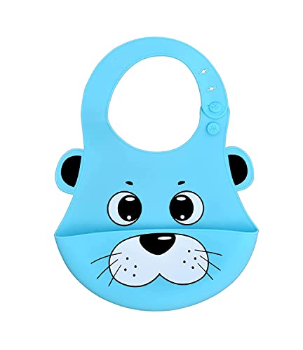 THE LITTLE LOOKERS Silicone Feeding Bib for Baby & Toddlers with Adjustable Strap, Waterproof, Easy to Wash | Stain Proof, BPA Free/Soft Material Bibs with Tray/Food Catcher (0-3 Years) (Pack of 1)