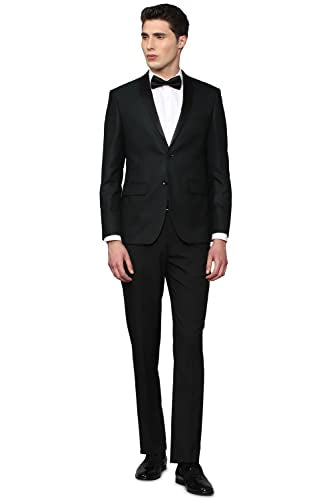 Allen Solly Men's Polyester Blend Two Piece Suit (ASSUTSLF194410_Black