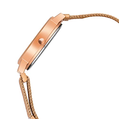 CRESTELLO Women's Rose Gold Plated Mesh Chain Analog Watch (CR-RG103PNK-RGCH)