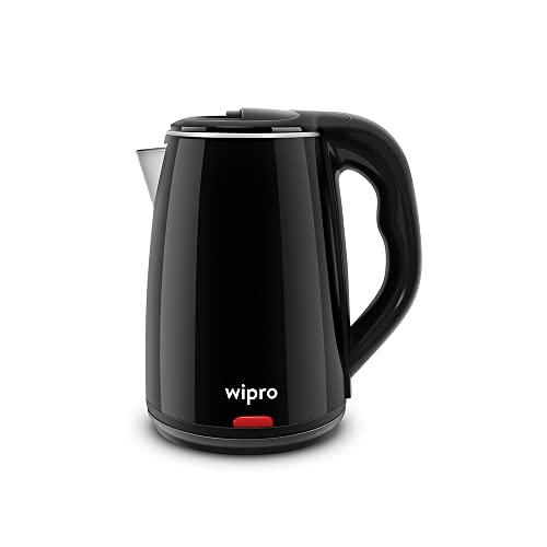 wipro Vesta 1.8 Litre Cool Touch Electric Kettle With Auto Cut Off|Double Layer Outer Body|Triple Protection-Dry Boil,Steam&Over Heat|Stainless Steel Inner Body|(Black,1500 Watt)1.8 Liter,1500 Watt