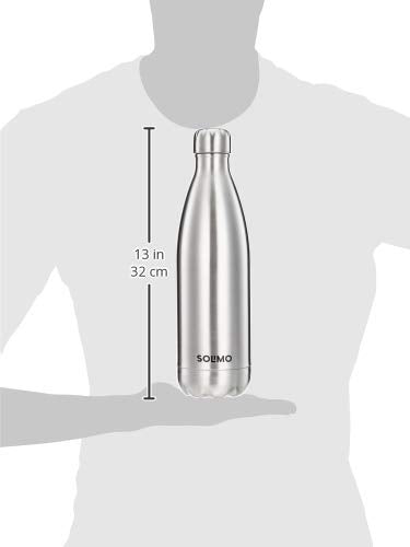 Amazon Brand - Solimo Stainless Steel Insulated 24 Hours Hot or Cold Bottle Flask, 1000 ml, Silver