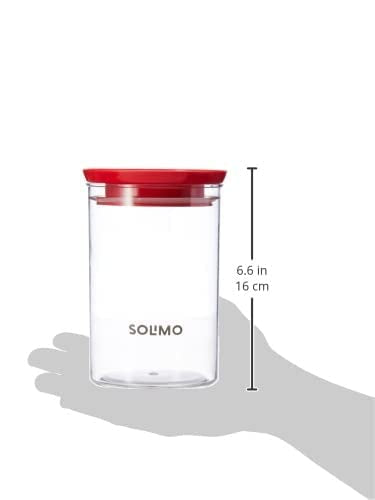 Amazon Brand - Solimo Plastic Storage Jar and Container Set I Air Tight & BPA Free Containers For Kitchen Storage Set I Grocery Kitchen Container Set I Multipurpose Jar, 900 Ml Each, Set 4, Red