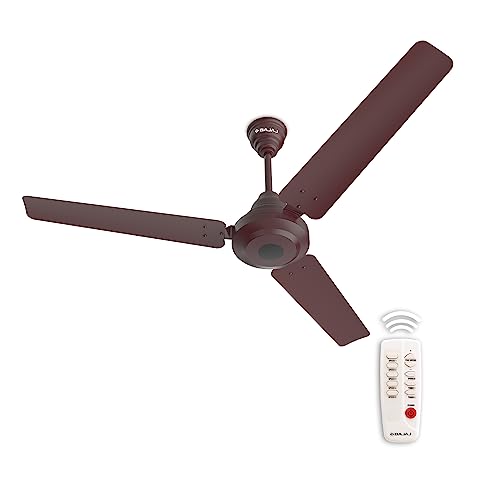 Bajaj Energos 12DC5R 1200mm Silent BLDC Ceiling Fan|5-StarRated Energy Efficient Ceiling Fans for Home|Remote Control|Upto 65% Energy Saving-26W|High Speed|Silent Operation| 2-Yr Warranty Red