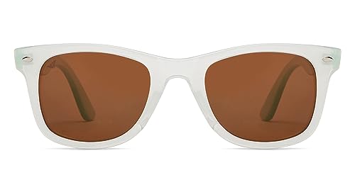 Vincent Chase By Lenskart | White Green Brown Full Rim Square | Branded Latest and Stylish Sunglasses | Polarized and 100% UV Protected | Men & Women | Large | VC S5147/P