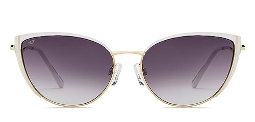 Vincent Chase By Lenskart | Gold Pink Full Rim Cat Eye | Fashion Essentials | Branded Latest and Stylish Sunglasses | 100% UV Protected | Women | Large | VC S15802