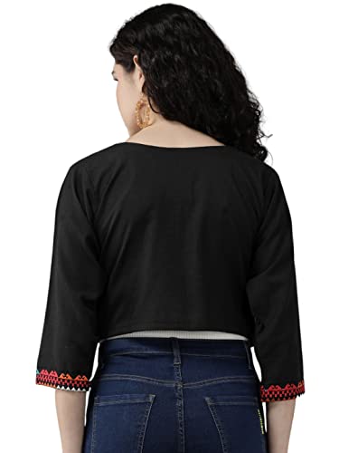 Aarika Womens Black Color Cotton Ethnic Jacket (JK-W-AK-506-BLACK-42)