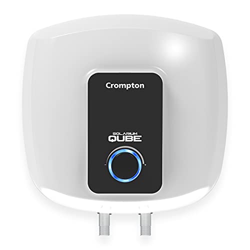 Crompton Solarium Qube 15-L 5 Star Rated Storage Water Heater (Geyser, White and Black, Wall Mount)