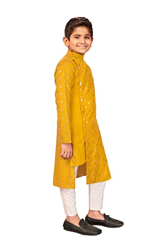 PERFECTBLUE Baby Boy's Cotton Printed Kurta With Pyjama Set (Banwery-6_variation) (9-10 Years, Yellow)