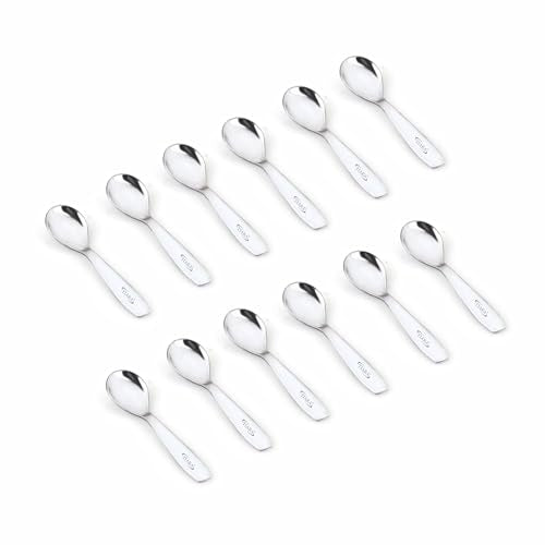 TIARA 12pc Masala Spoon Stainless Steel Small Masala Containers Spoon Set for Home/Kitchen Length (8cm)