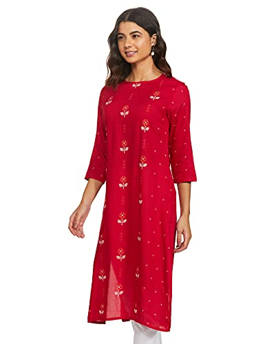 Max Women's Rayon Straight Kurta (DAAMSP20CR21FUCHSIA-XL_Fuchsia_XL)