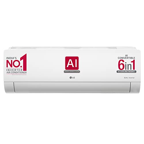 LG 1.5 Ton 5 Star AI DUAL Inverter Split AC (Copper, AI Convertible 6-in-1 Cooling, 4 Way Swing, HD Filter with Anti-Virus Protection, 2023 Model, RS-Q19ENZE, White)
